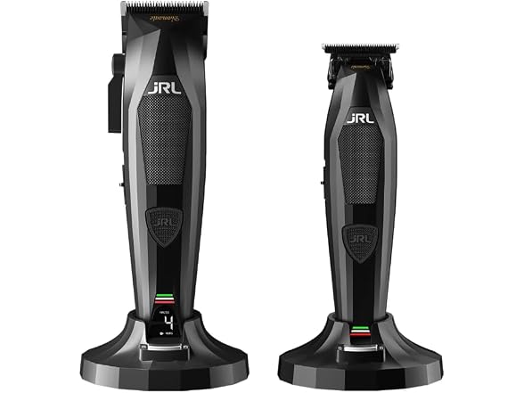 JRL Diamante Clipper & Trimmer Set DI2025B – Brushless Motor, Fade Blade, Smart Clip Technology, Reset IQ Charge, 8200 RPM, 4-Hour Run Time for Barbers & Stylists (Black) (Open Box)