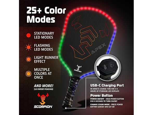SCORPION Apex Pickleball Paddle LED
