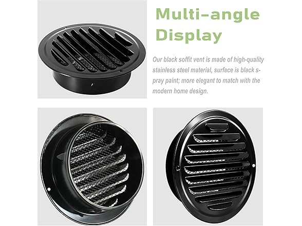 6" Round Soffit Vent Cover Black