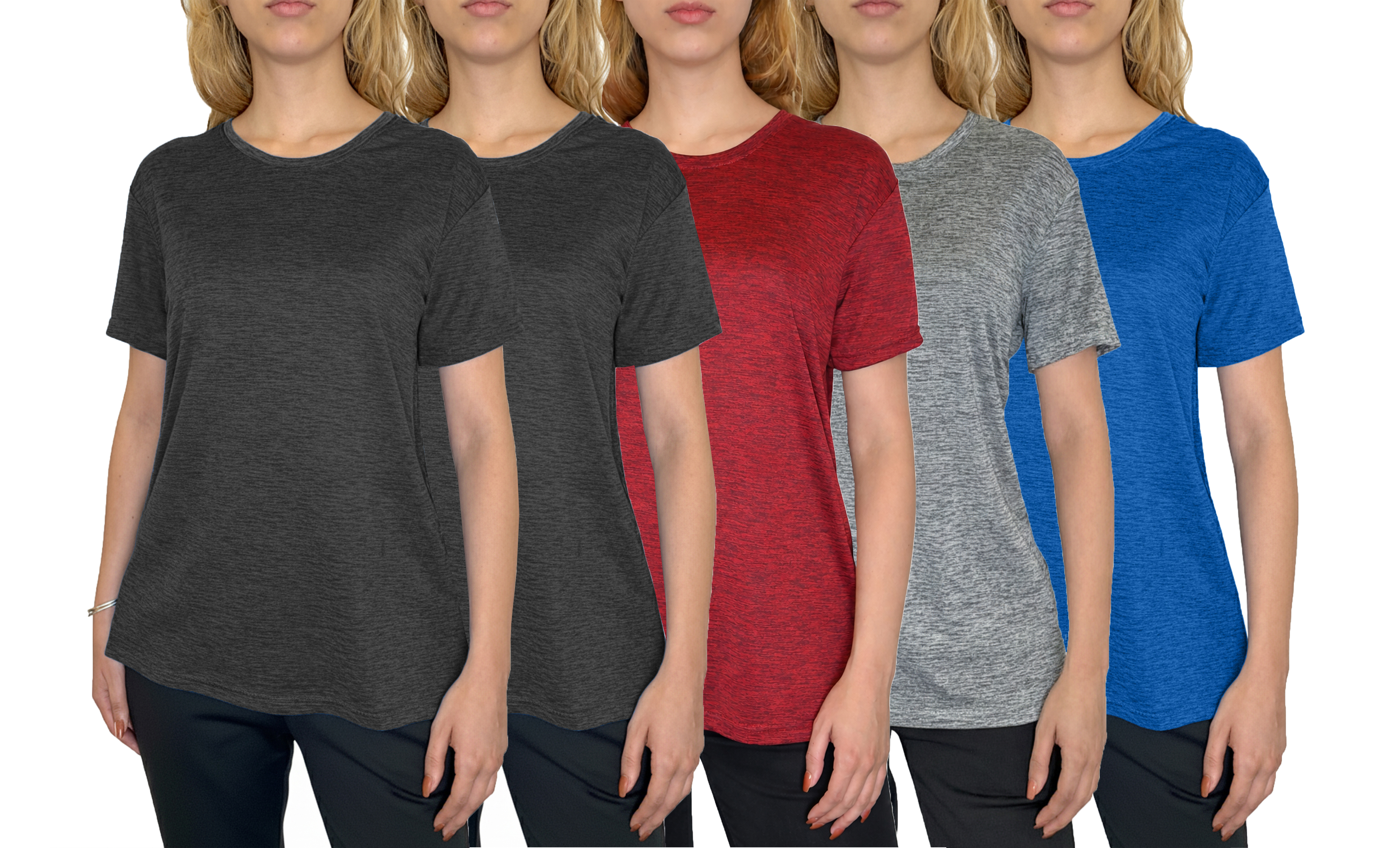 5Pk Womens Loose Fit S/S Active Tee - Gallery 7