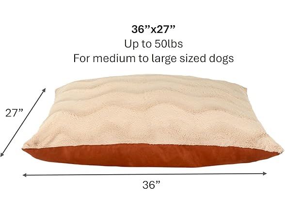 Furhaven Large Plush & Twill High-Loft Pillow Pet Bed, Spice
