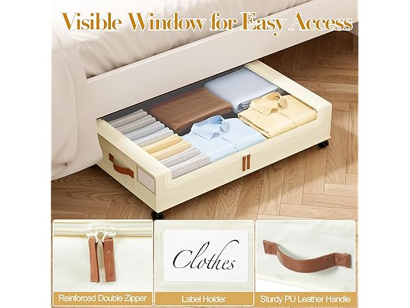 Beige 4 Pck Under the Bed Storage