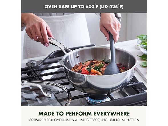 GreenPan Valencia Pro Tri-Ply Stainless Steel 3.6QT Chef's Pan with Lid