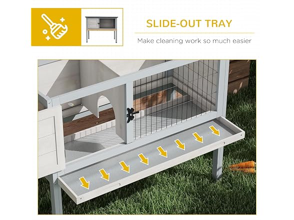 PawHut Elevated Wooden Rabbit Hutch, Indoor/O