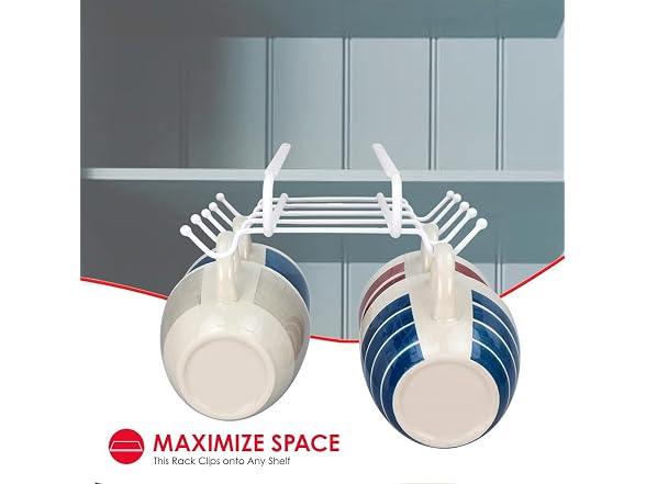 Home Basics 10 Hook Under Shelf Mugs Cup