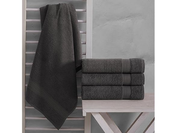 REGAL RUBY 4 Pack Grey Bath Towels