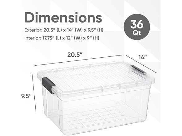 Superio Clear Storage Box with Lid, 36 Quart 10 Pack