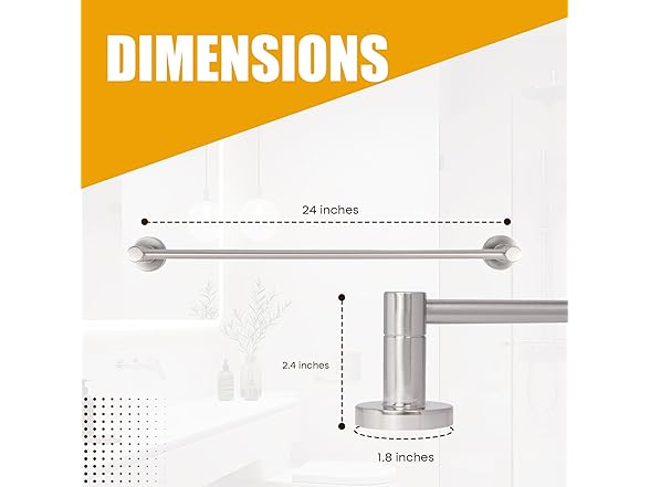 HIGHCRAFT 24 Inch Towel Bar, Brushed Nickel