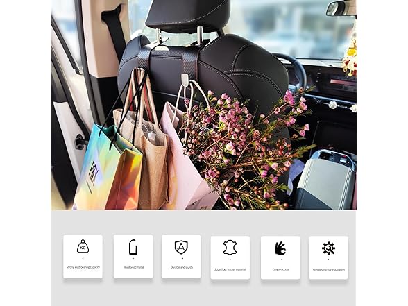 Gluebar Gluebar Car Purse Hook, Car Seat Leath