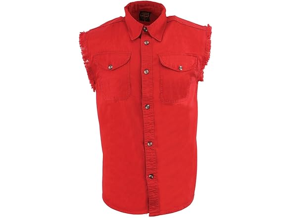 Men's Red Lightweight Denim Shirt
