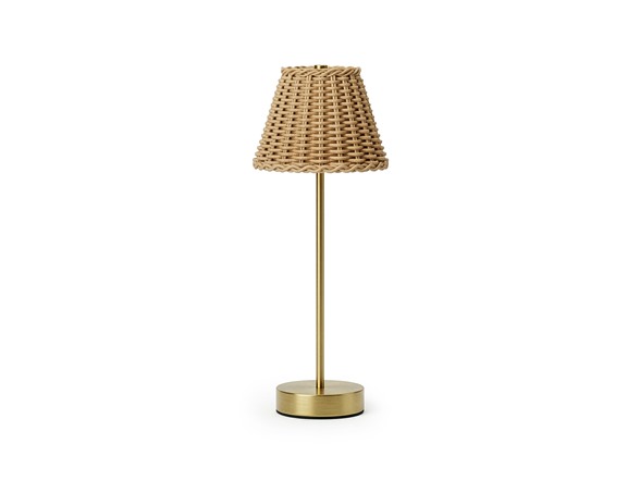 Gold Base Woven Shade Smooth Lamp