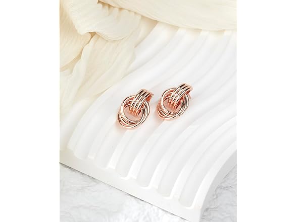 K&Y Rose Gold Knot Ring Earrings