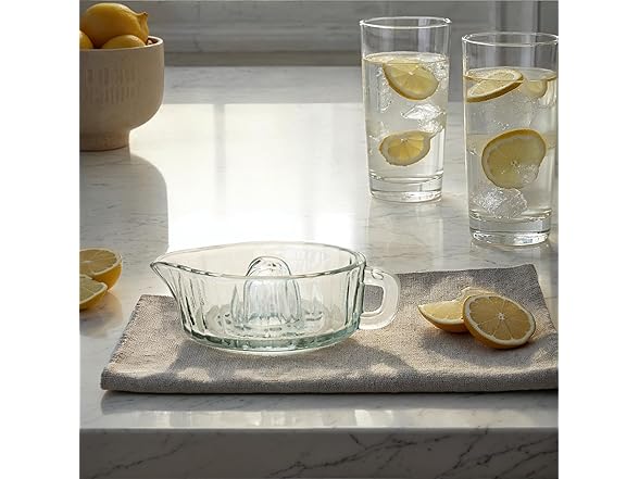 Creative Co-Op 10-Ounce Pressed Glass Juicer with Handle