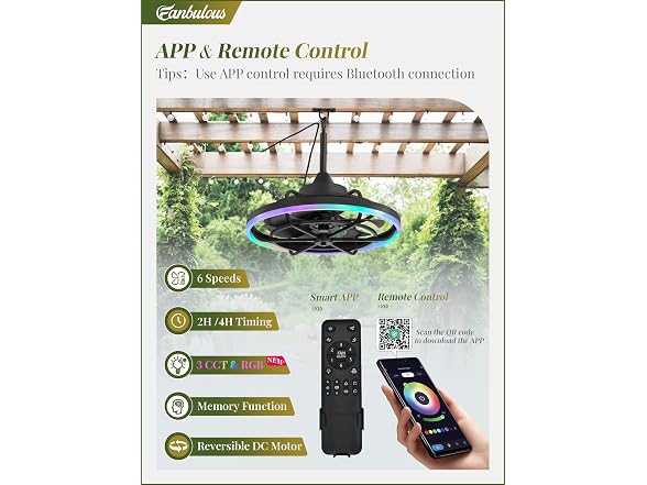 Fanbulous 20" Outdoor RGB Ceiling Fan