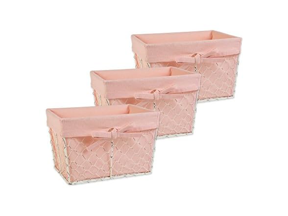 DII Farmhouse Chicken Wire Storage Baskets 3PK