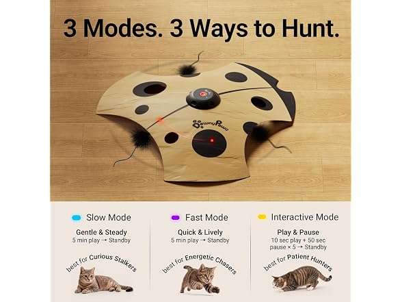 DownyPaws Interactive Cat Toy, 3 Modes