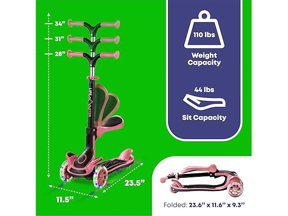 3 Wheel Scooter for Kids with Foldable Seat