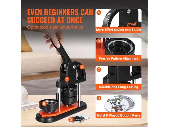 Button Maker Machine, 2.28 inch/58mm Pin Maker
