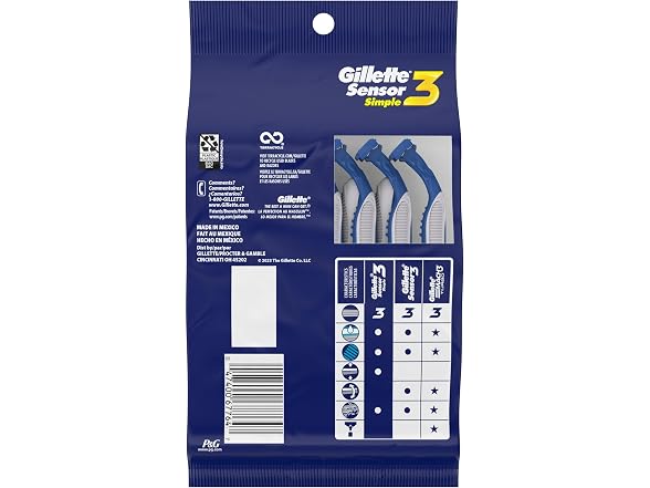 Sensor3 Simple Mens Disposable Razors 12 Ct