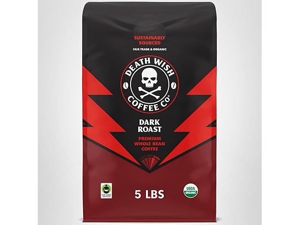 Death Wish Coffee, Organic Dark Roast Whole Bean