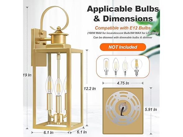 Yochoice 19'' Large Outdoor Wall Lantern