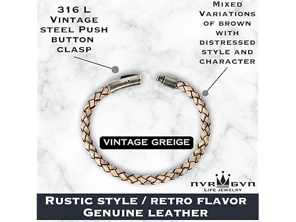 NVR Braided Leather Bracelet for Men