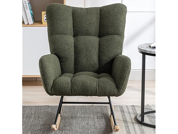 SPOFLYINN Nursery Wingback Glider Rocker