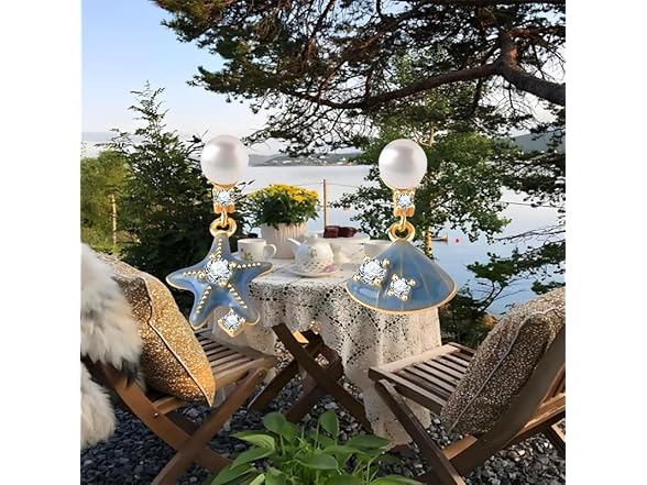 Asymmetric Starfish Shell Earrings Blue