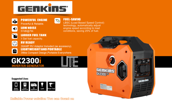 Genkins 2300 Watt Portable Inverter Generator - Gallery 12