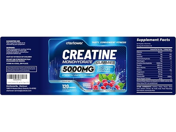 eterlower 5g Creatine Gummies, 120ct