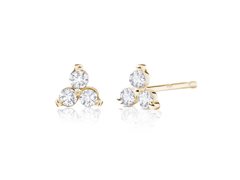 PAJURE MCE9171Y-14LBDIA 14k Gold Diamond Triplet Stud Earrings