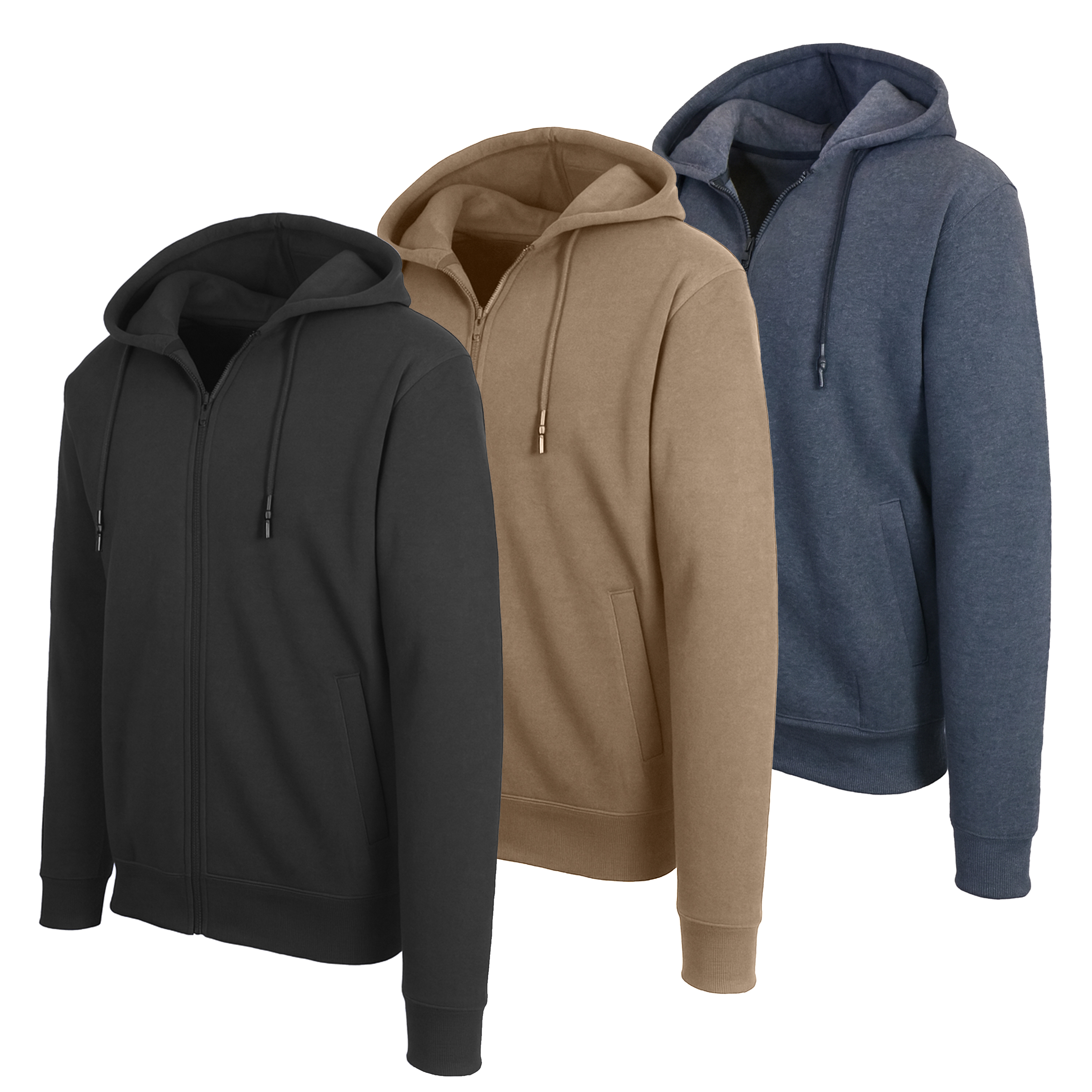 Mens Classic Fleece-Lined Zip Hoodie (M-3XL) - Gallery 45