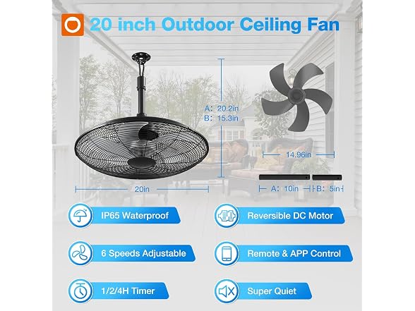 addlon 20in Plug-In Outdoor Fan