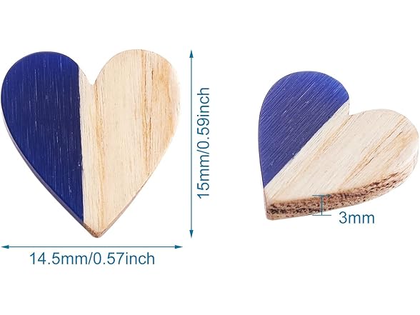 Pandahall 50Pcs Resin & Wood Heart Cabochons - Gallery 6
