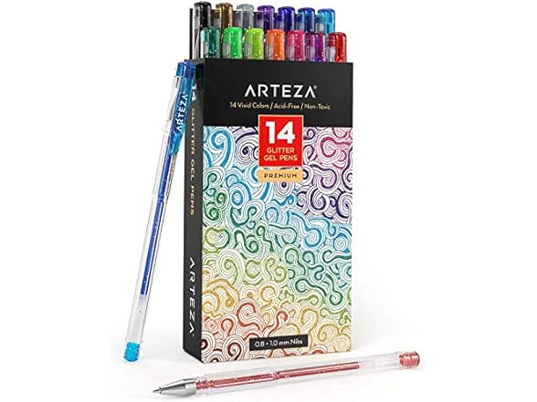 ARTEZA Glitter Gel Pens, Set of 14
