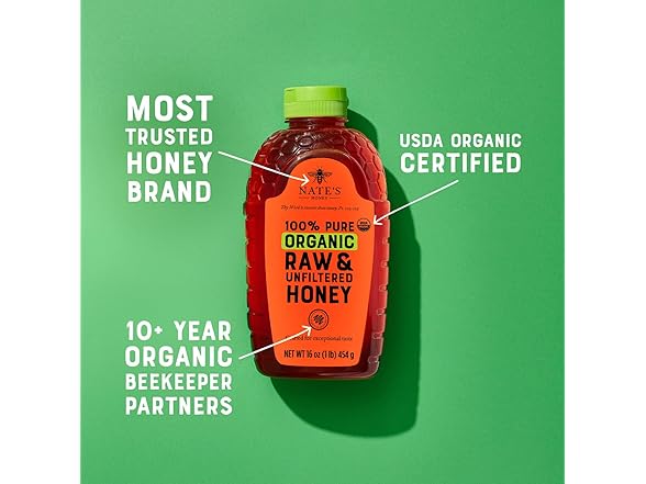 Nate's Organic 100% Pure, Raw & Unfiltered Honey