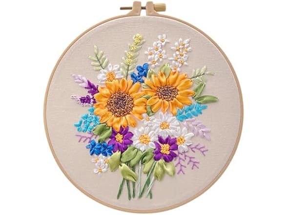 PHEZEN Ribbon Embroidery Stitch Practice Kit, Embroidery Kit