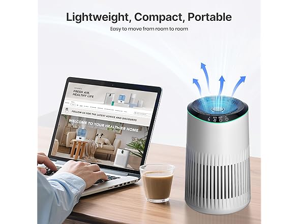 Small Air Purifier for Bedroom White