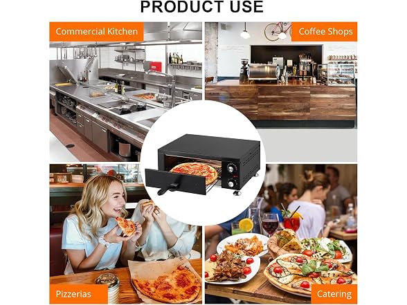1100W Commercial Countertop Pizza Oven, 12 Inch 
