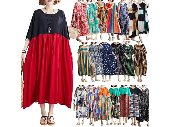 Versear Women (OS) Loose Cotton Rayon Dress Dress
