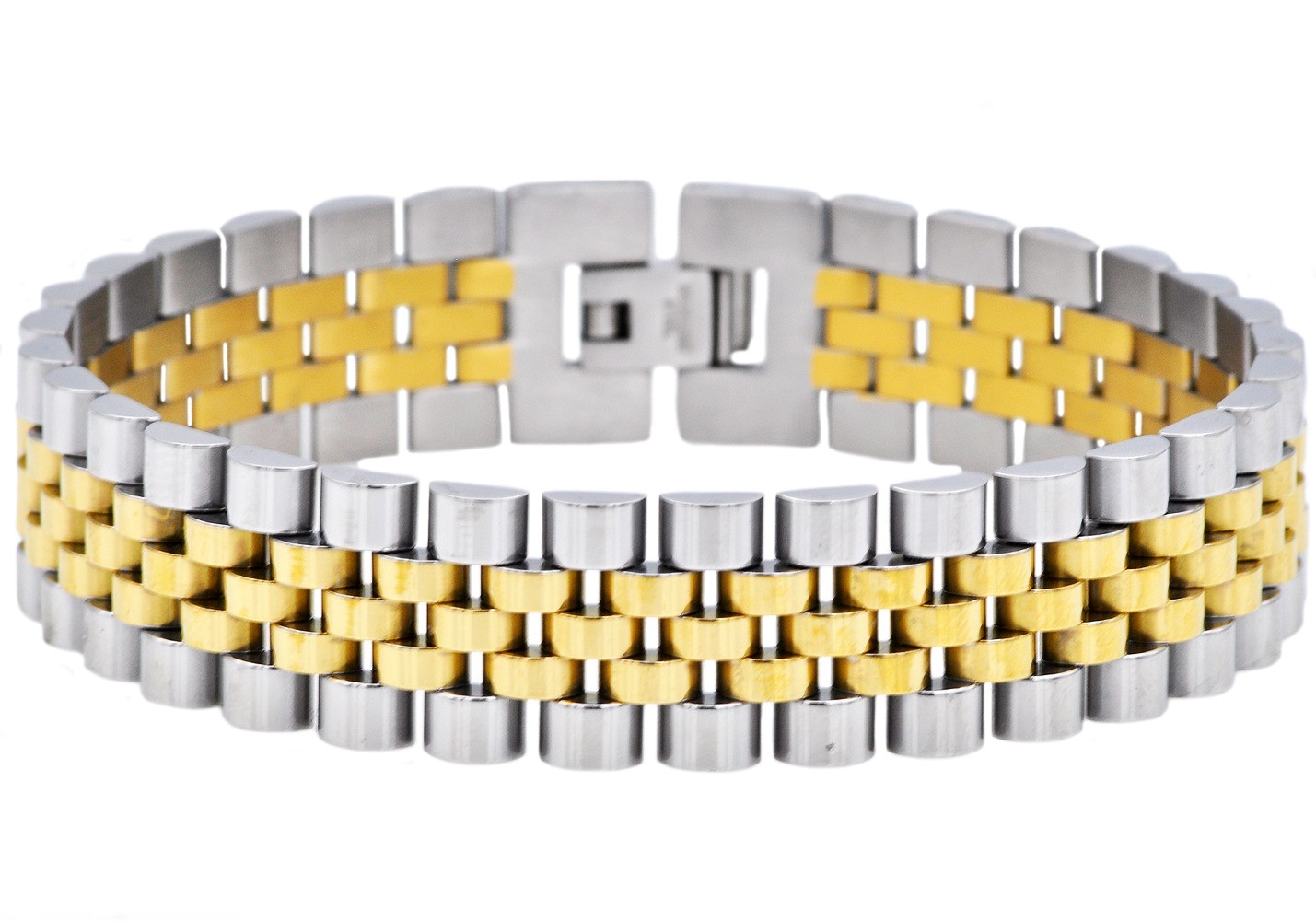 Brushed Stainless Steel Link Bracelet - Gallery 5