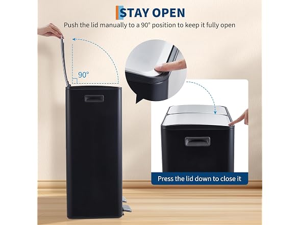 OUTLANE 16 Gal Dual Recycling Bin Black