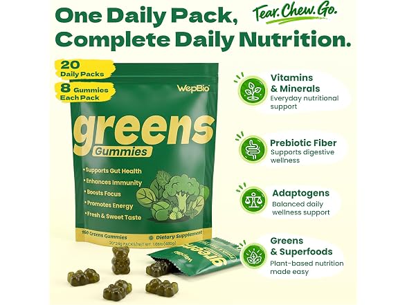 WepBio Greens Daily Gummies 160 Count