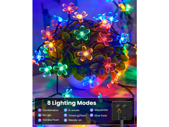 Hakol 2 Pack Total 52FT 120 LED Flower Solar Lights
