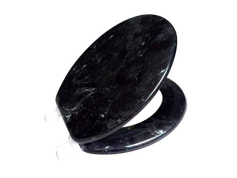 J&V Textiles 809-BK Marbelized Round Toilet Seat B