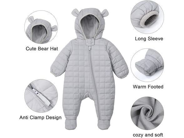 DDY (0-3 MOS) Baby Girl Boy Snowsuit Jumpsuit