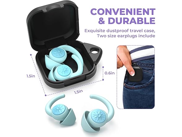Roinoim Ear Plugs for Sleeping 2 Pairs