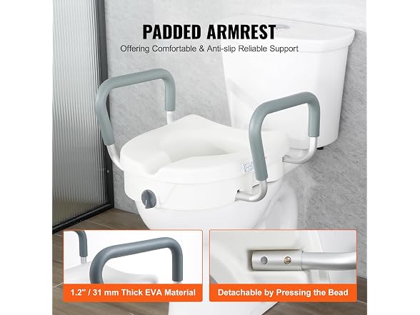 Raised Toilet Seat, 5" Height Raised, 350 lbs