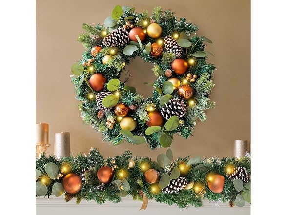 Wanna-CUL Copper/Gold 20" Pre-Lit Wreath