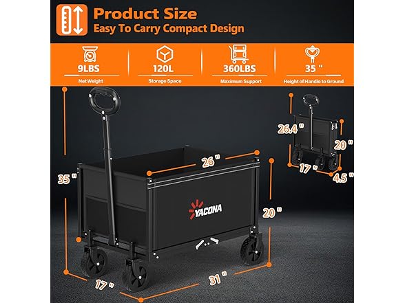 3 in 1 Foldable Wagon Cart 